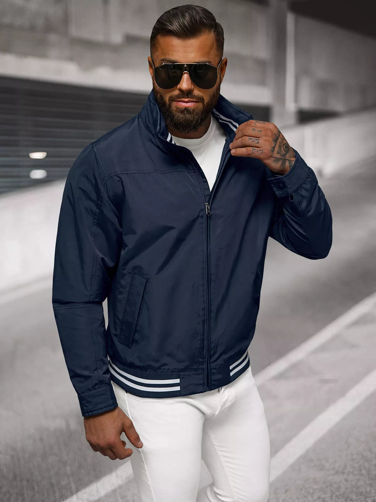 Men's thin dark blue jacket Some