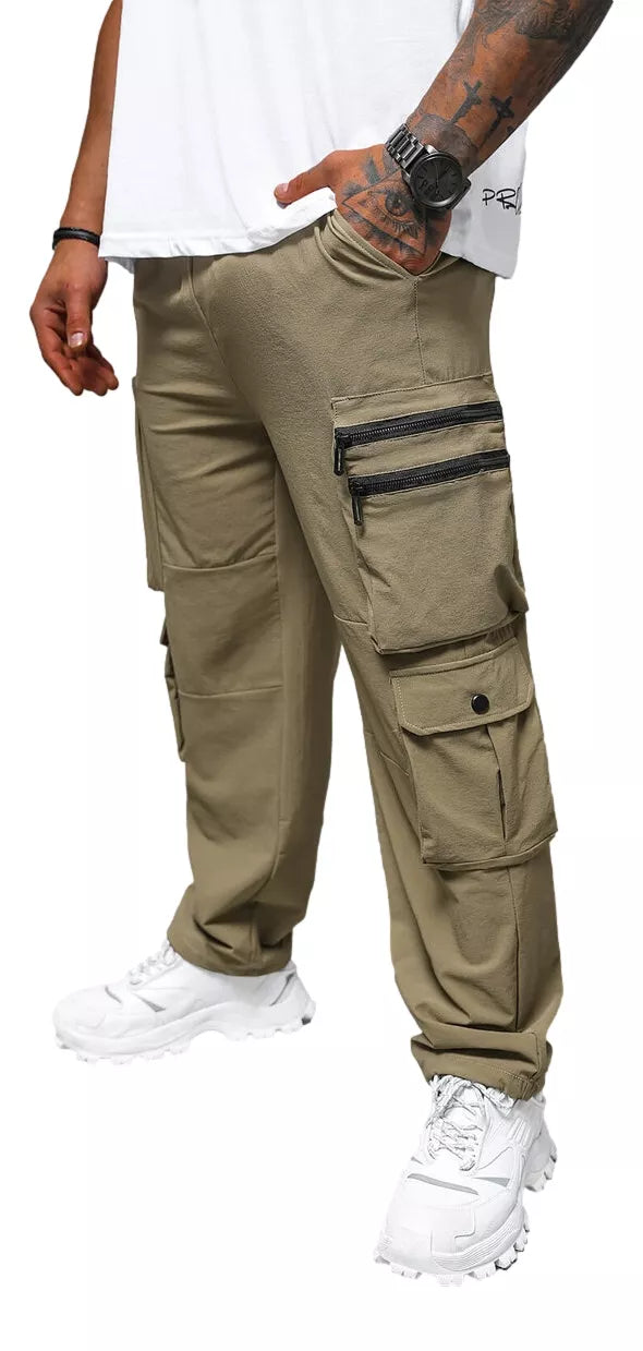 Men's wide brown trousers Olimp