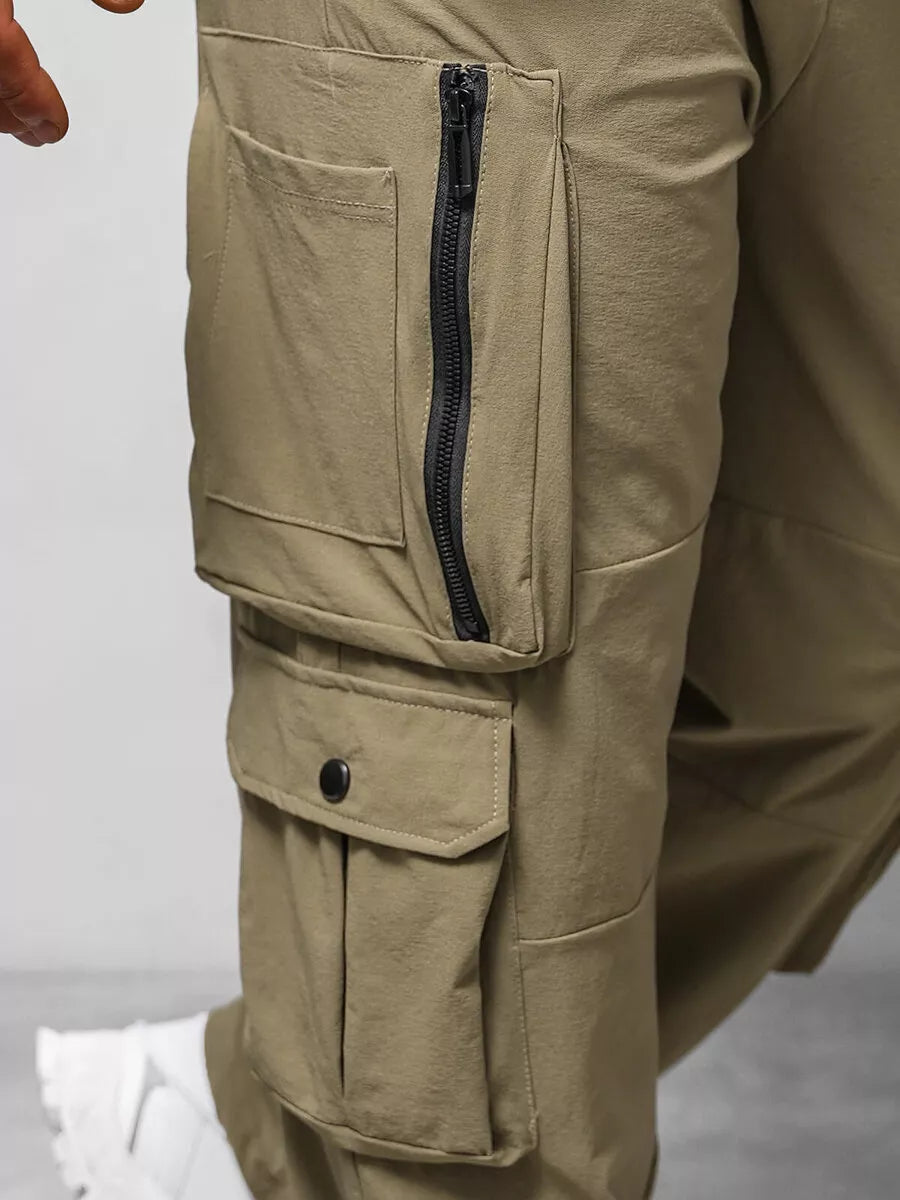 Men's wide brown trousers Olimp