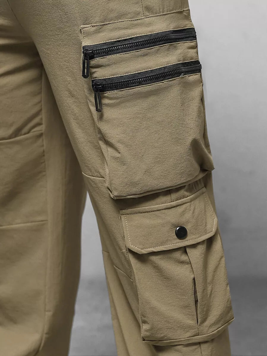 Men's wide brown trousers Olimp