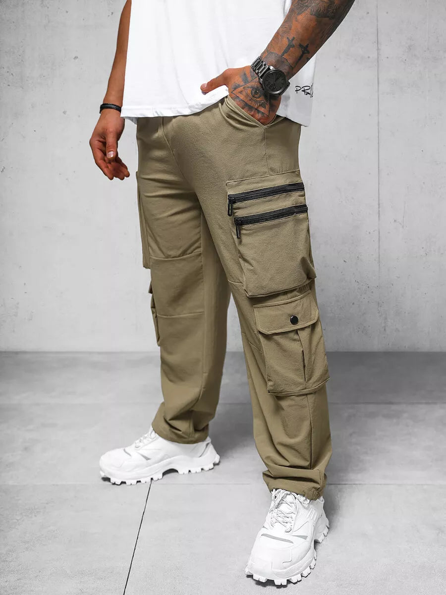Men's wide brown trousers Olimp