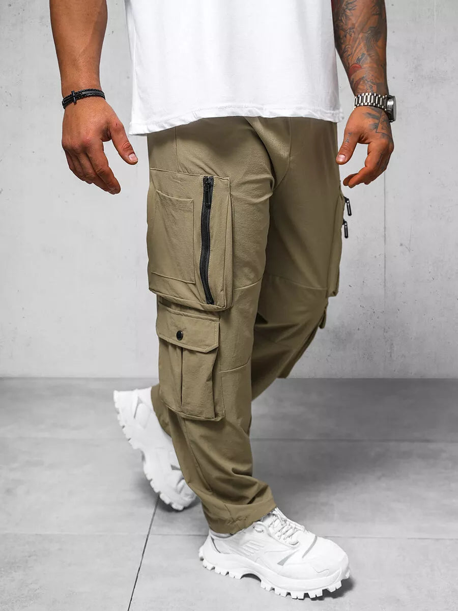 Men's wide brown trousers Olimp