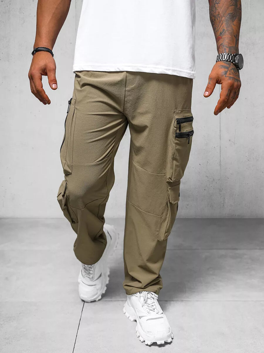 Men's wide brown trousers Olimp