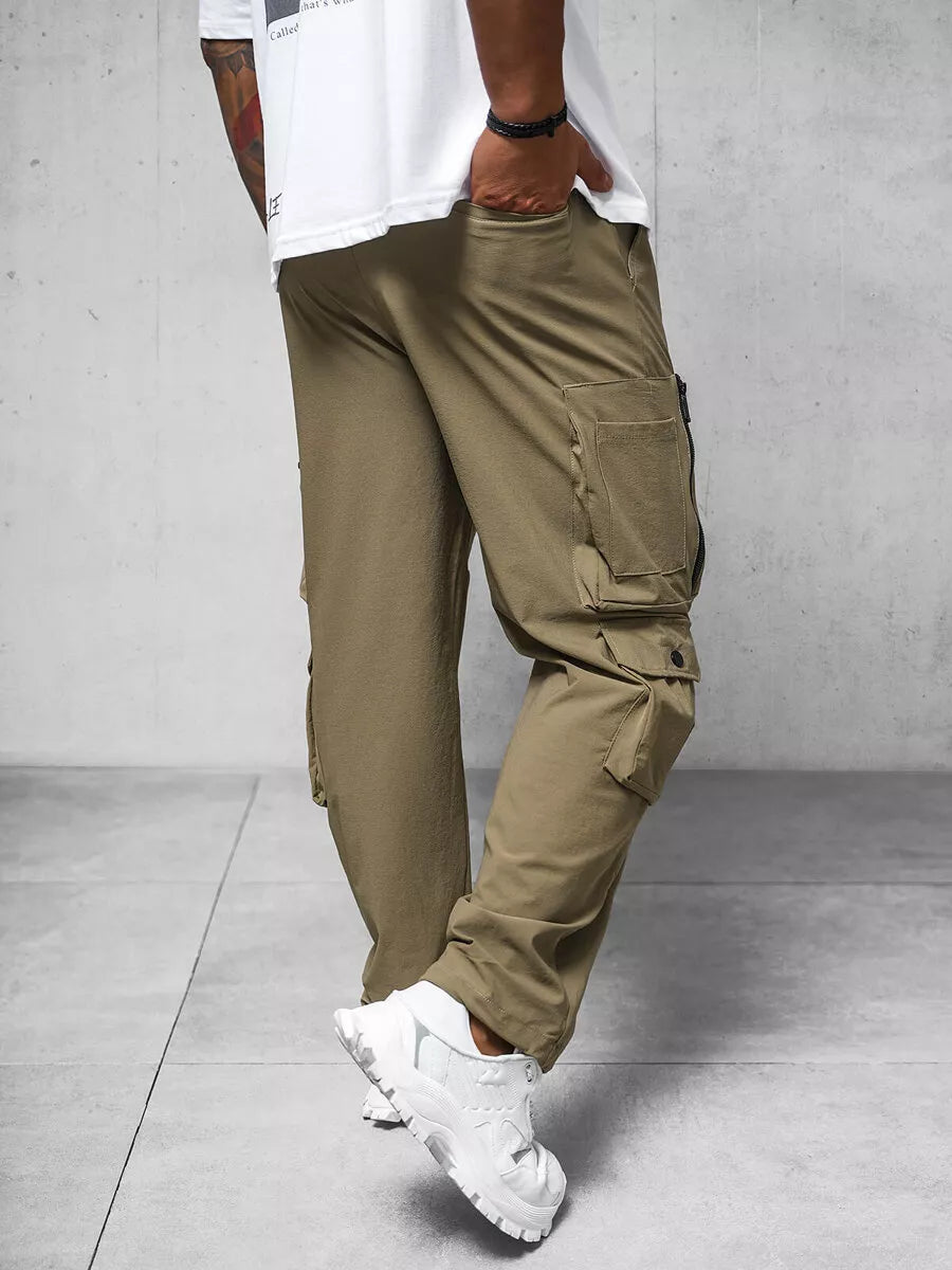 Men's wide brown trousers Olimp