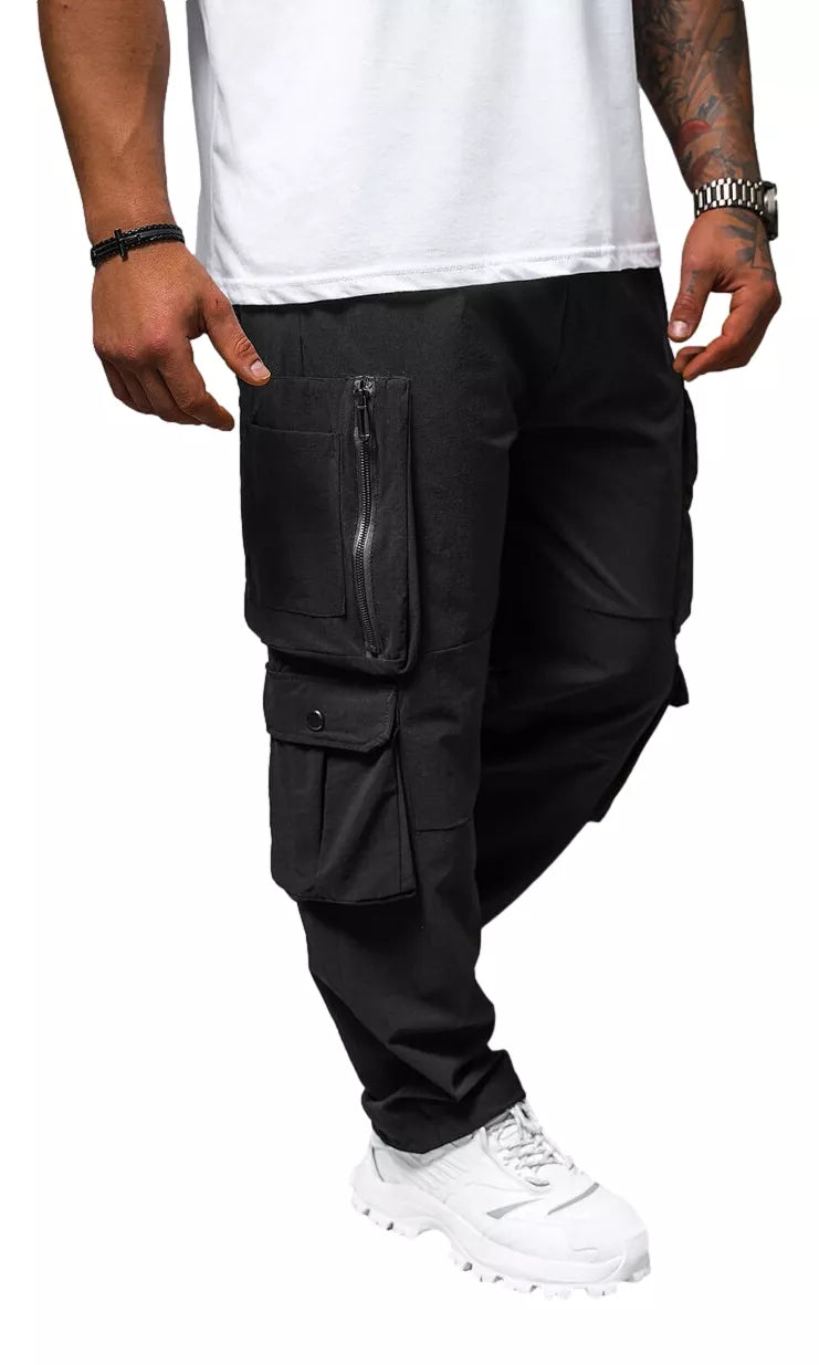 Men's wide black trousers Olimp