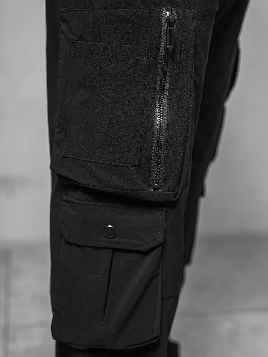 Men's wide black trousers Olimp