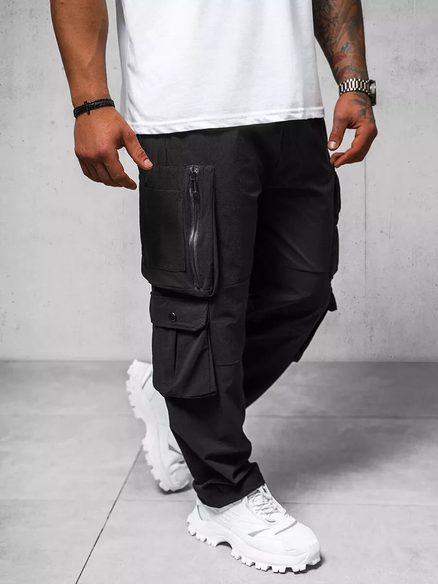 Men's wide black trousers Olimp