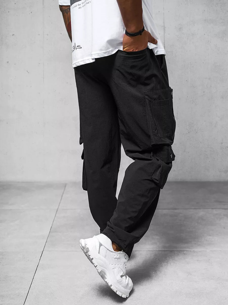 Men's wide black trousers Olimp