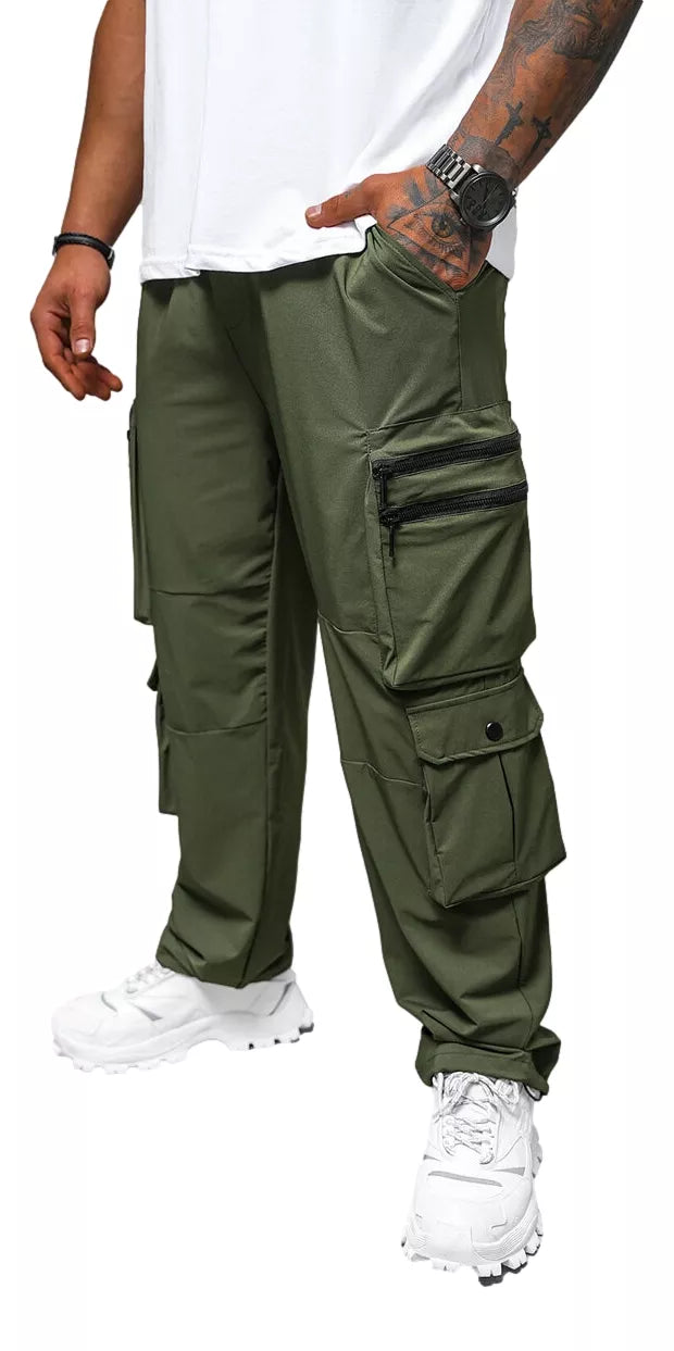 Men's wide khaki pants Olimp