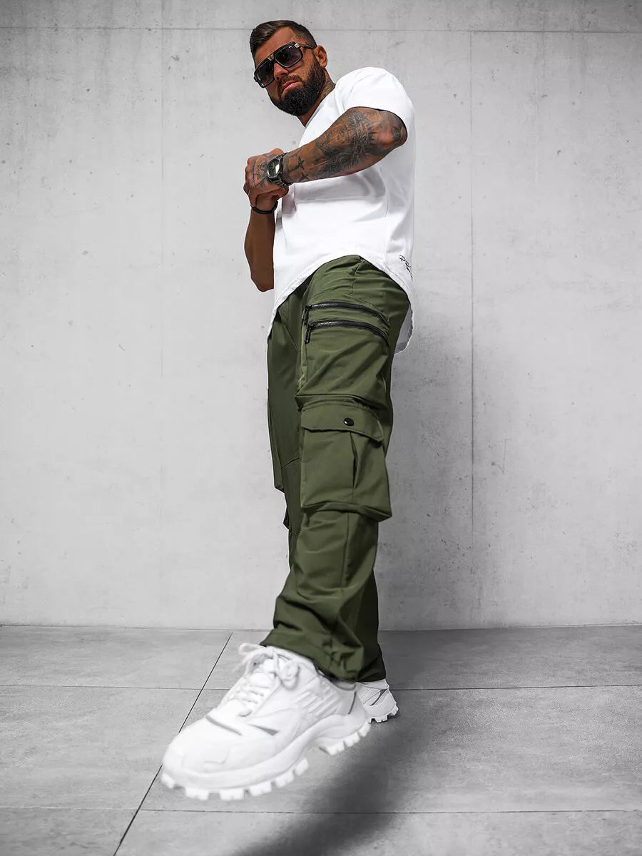 Men's wide khaki pants Olimp