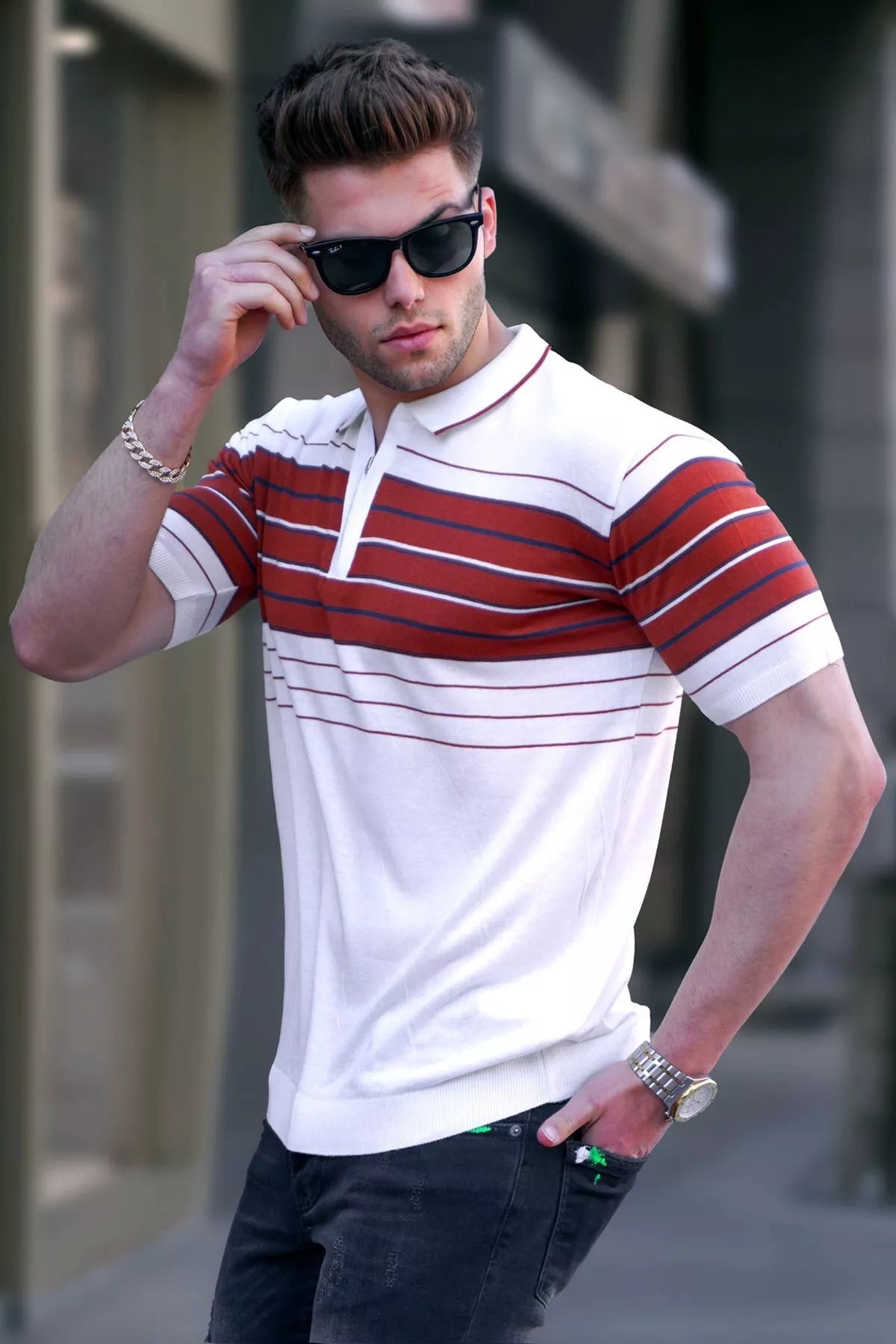 Men's polo shirt white Zuna
