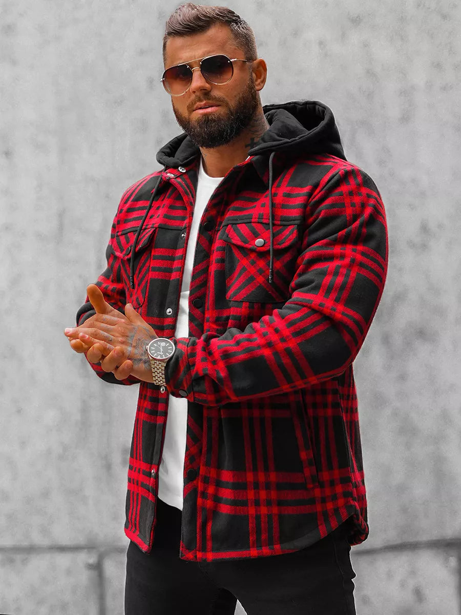 Red men's jacket with hood Akor