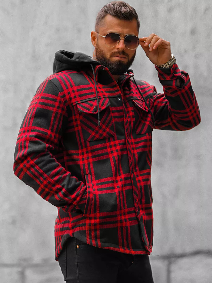 Red men's jacket with hood Akor