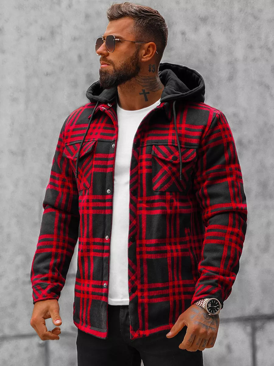 Red men's jacket with hood Akor