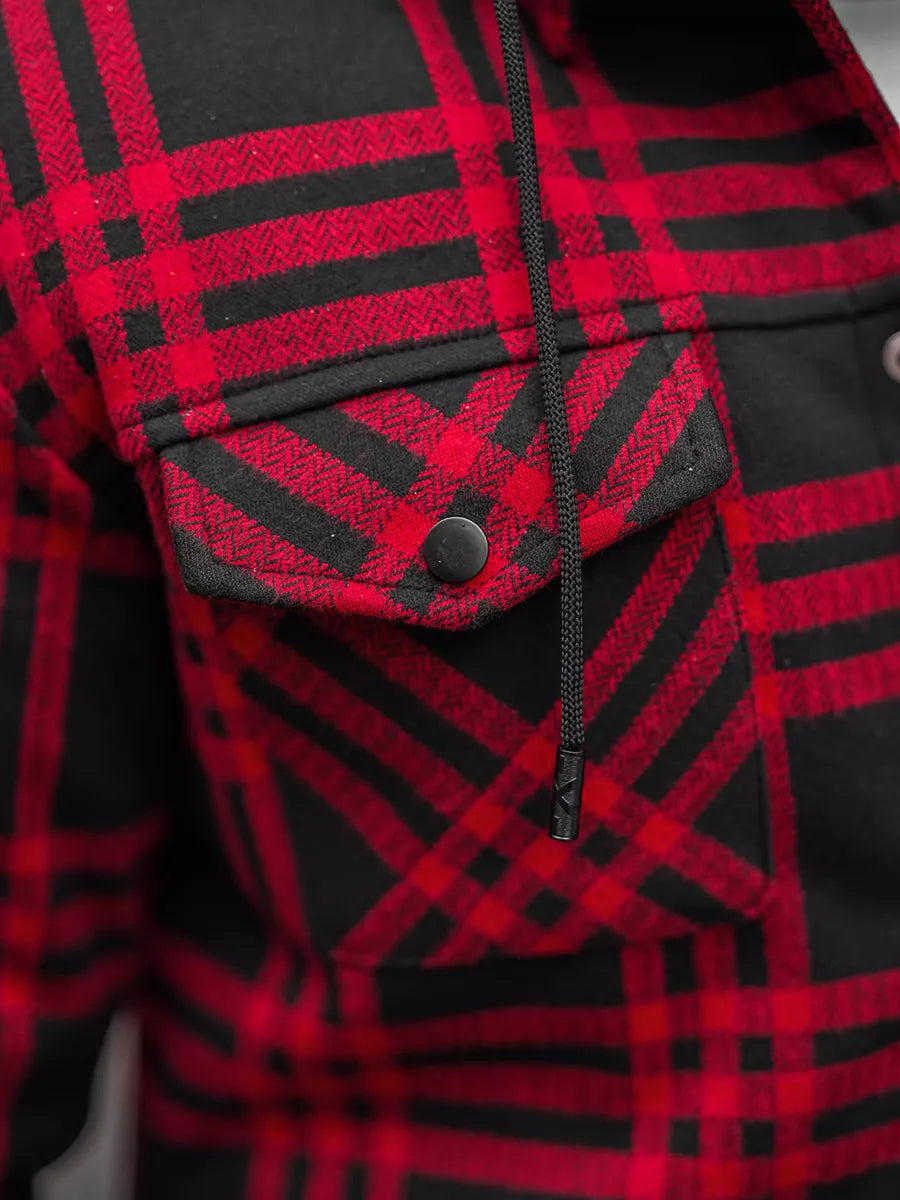 Red men's jacket with hood Akor