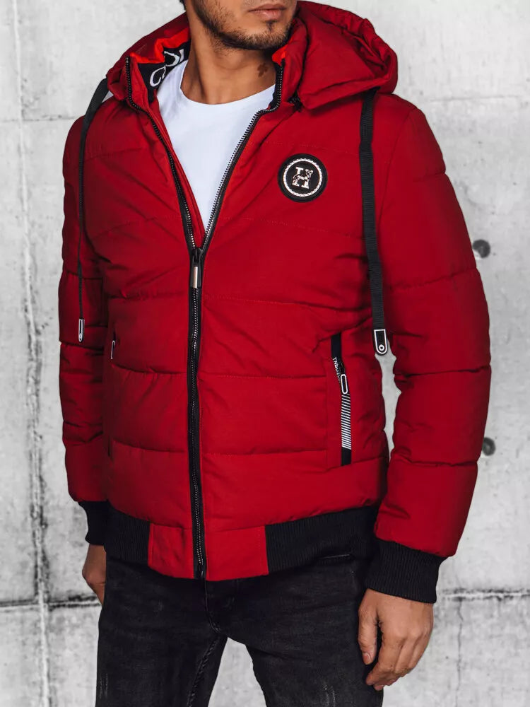 Men's red winter jacket Torn