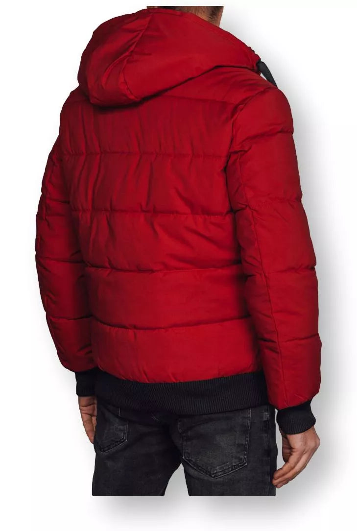 Men's red winter jacket Torn