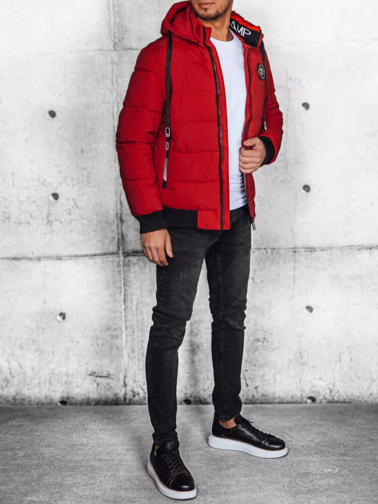 Men's red winter jacket Torn