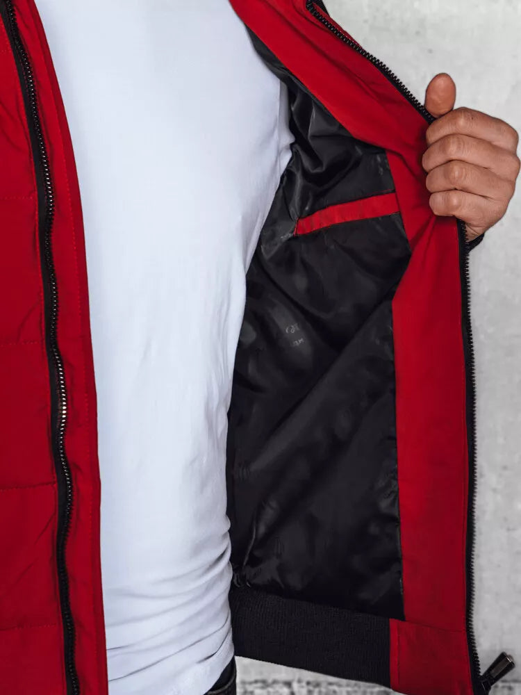 Men's red winter jacket Torn