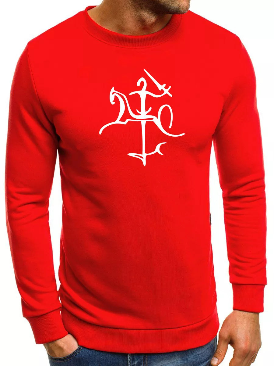 Men's red sweater with Vytis stylist