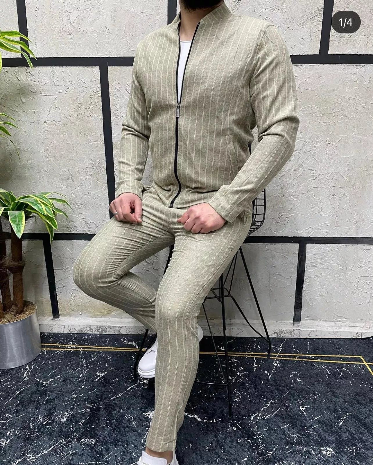 Men's sand-colored casual set Basor