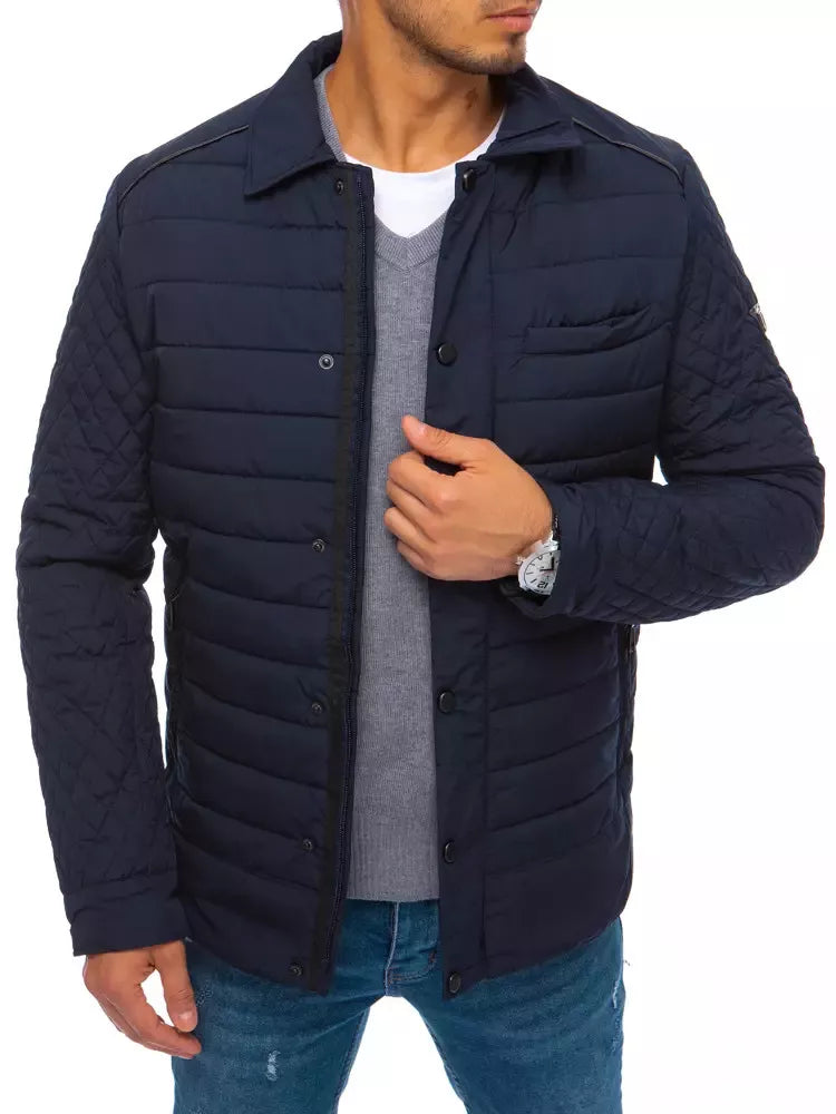 Men's quilted navy blue jacket Farrel