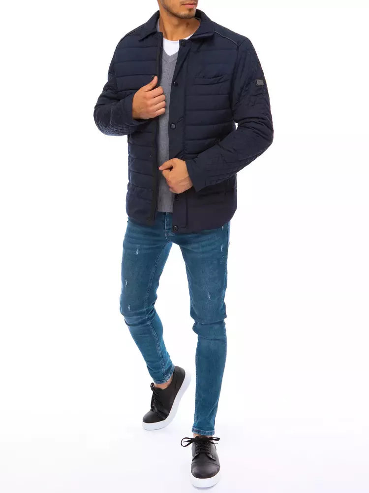 Men's quilted navy blue jacket Farrel