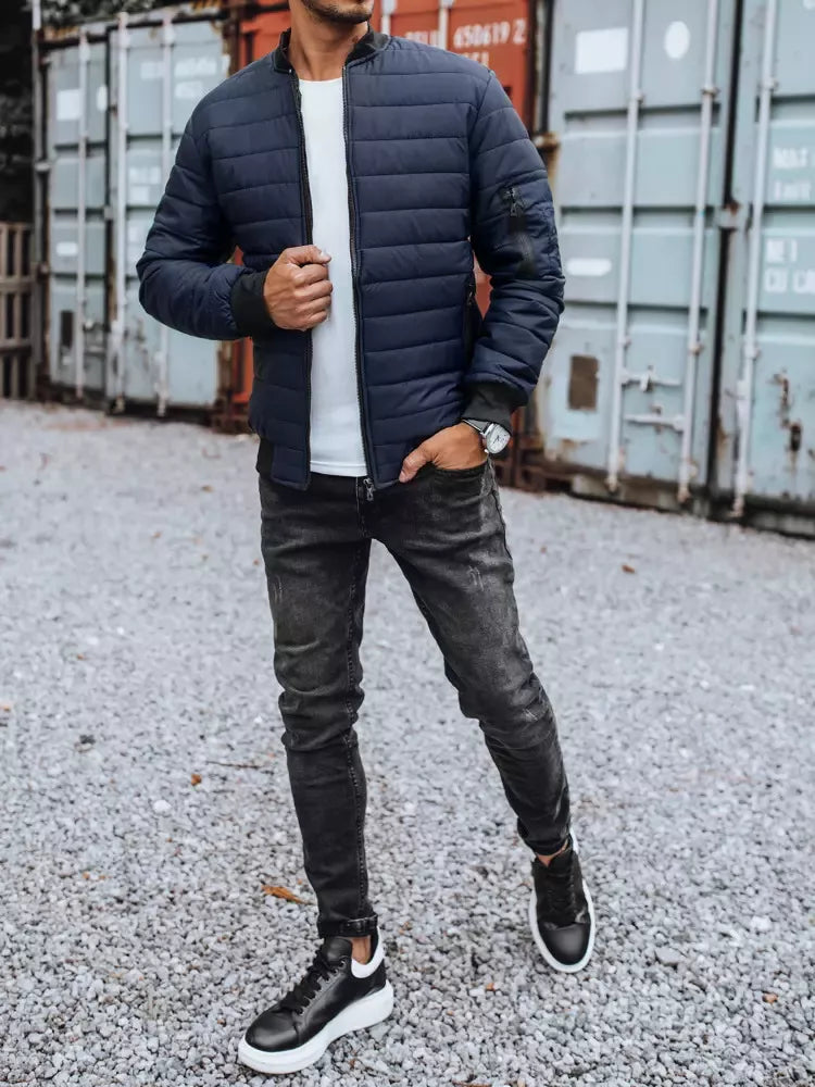 Men's quilted navy blue jacket Minti