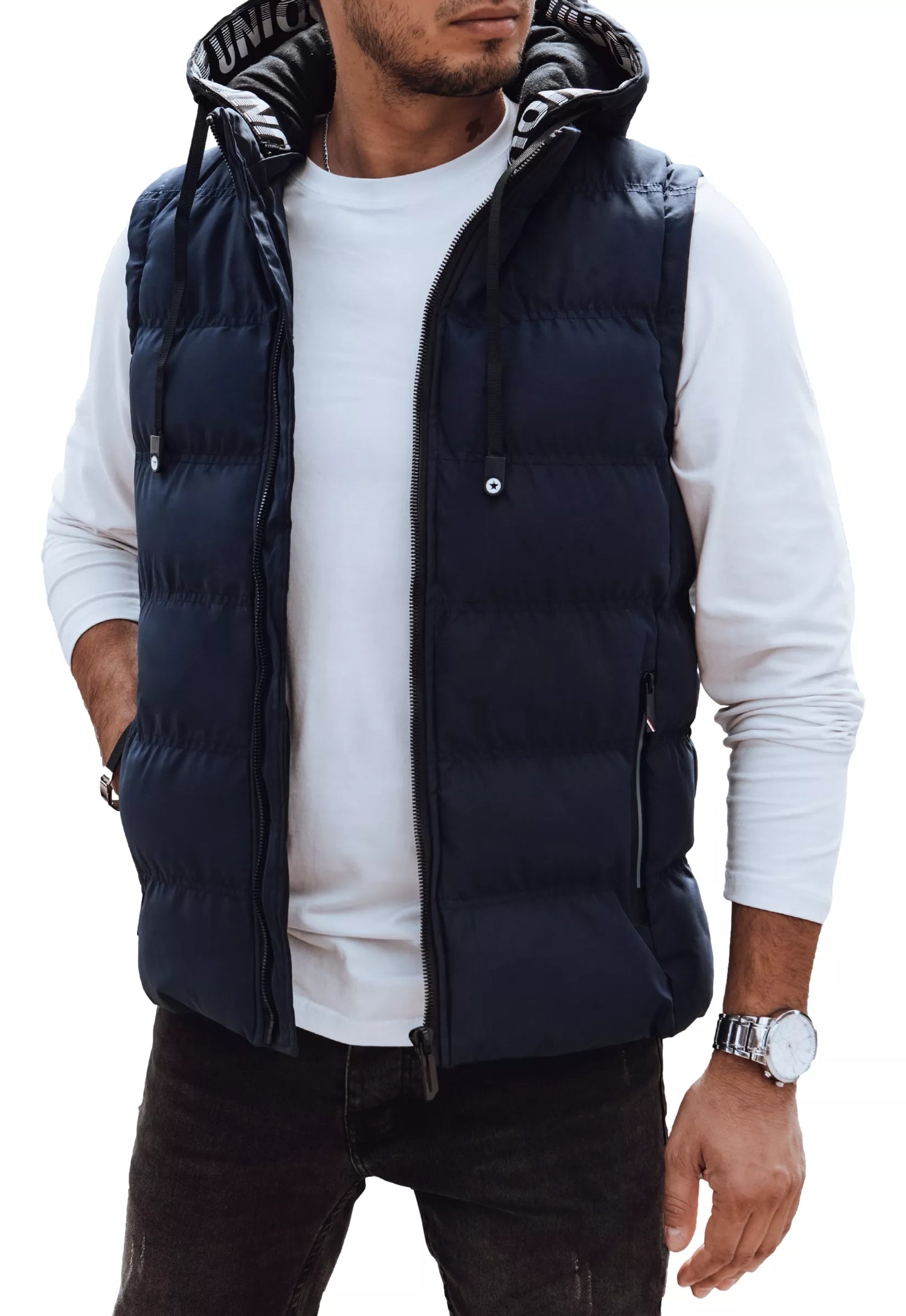 Men's quilted dark blue vest Eiten
