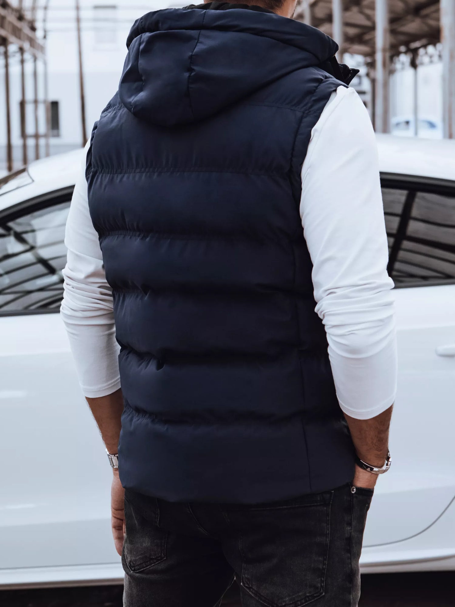 Men's quilted dark blue vest Eiten