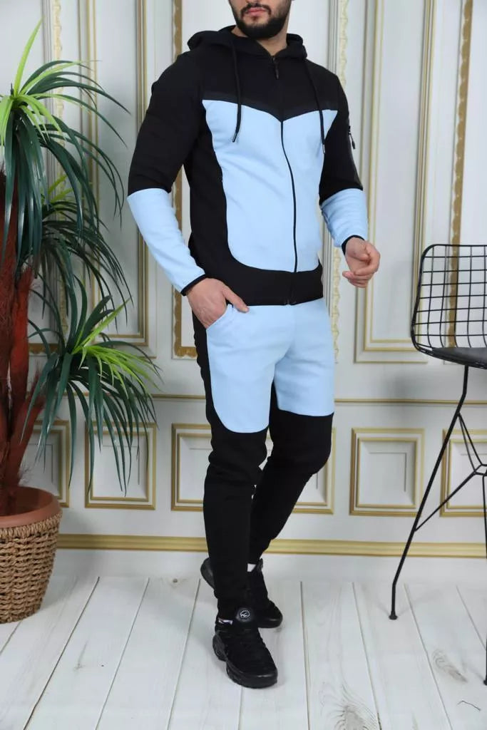 Men's sports set, black - light blue, Rener.