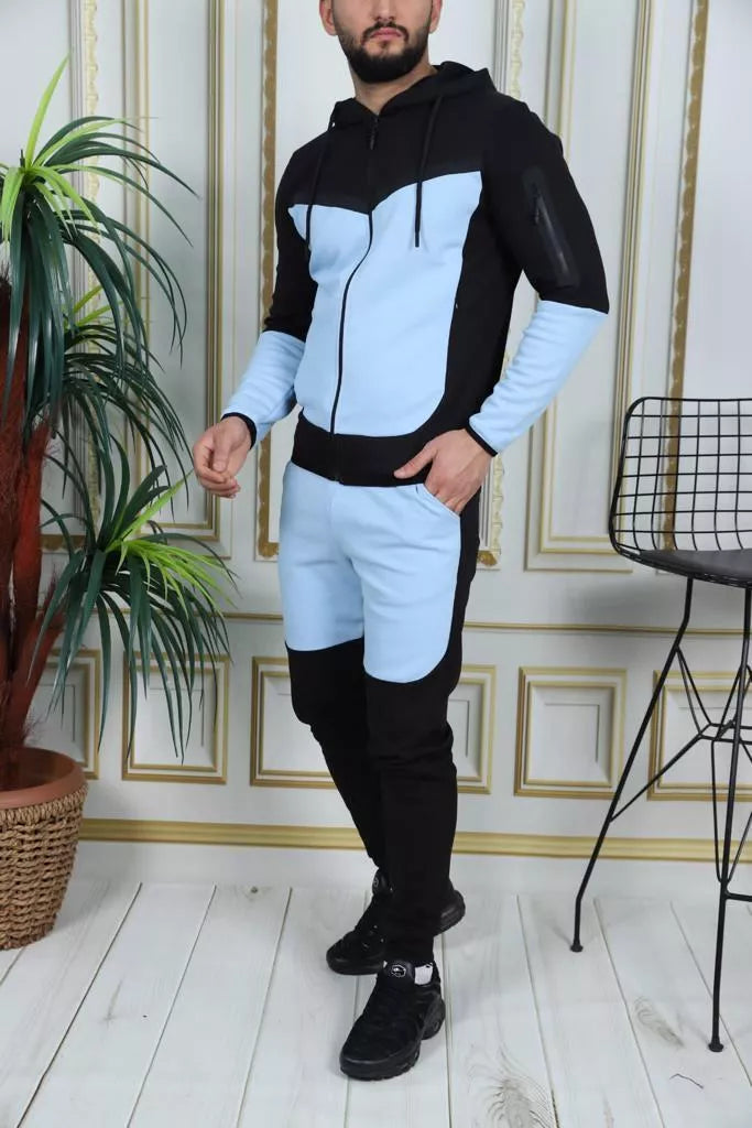 Men's sports set, black - light blue, Rener.