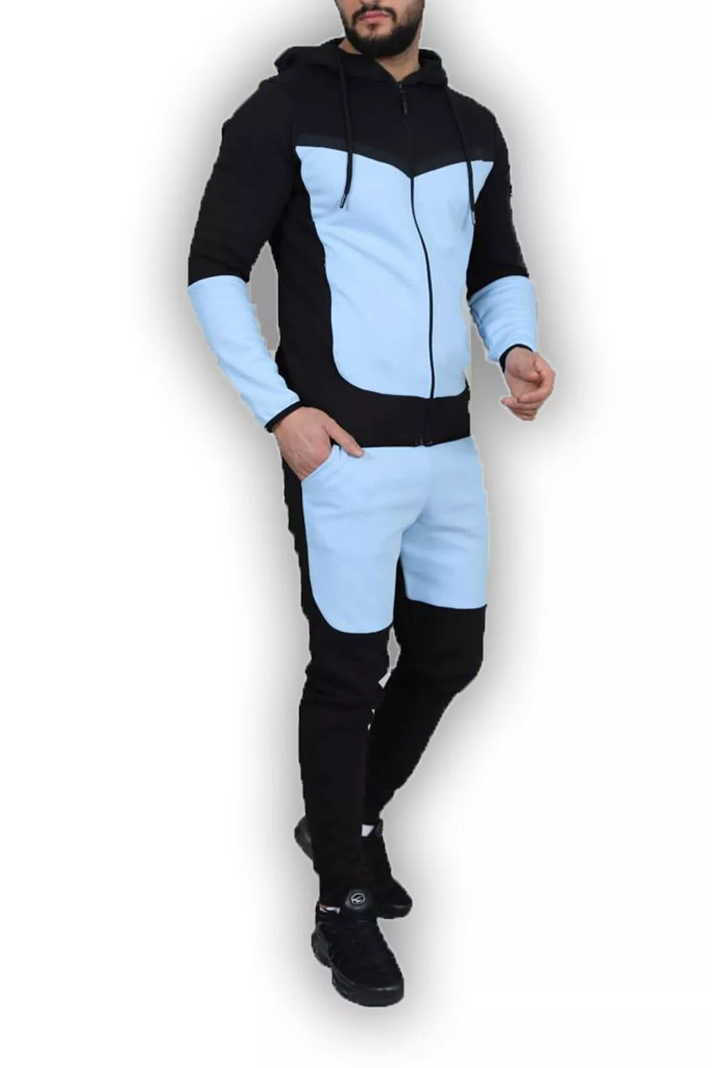 Men's sports set, black - light blue, Rener.