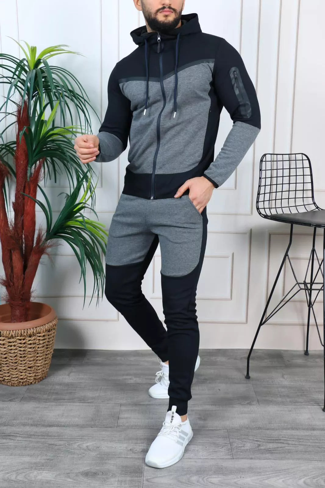 Men's sports set grey - black Rener