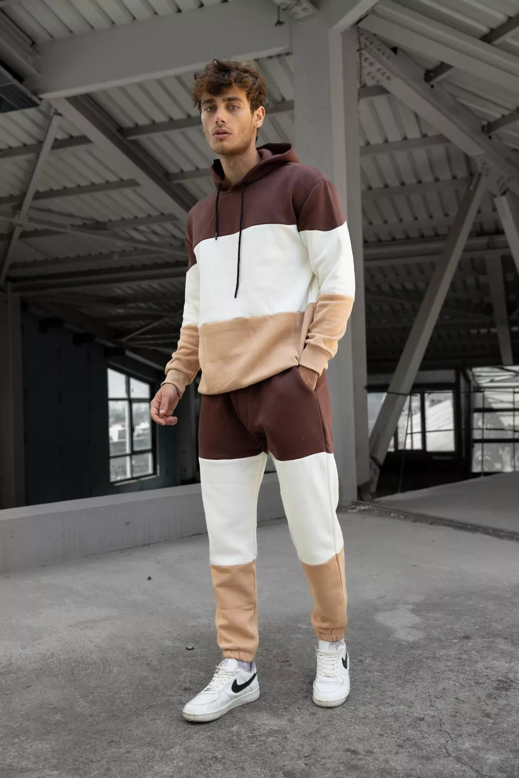 Men's three-color brown tracksuit One
