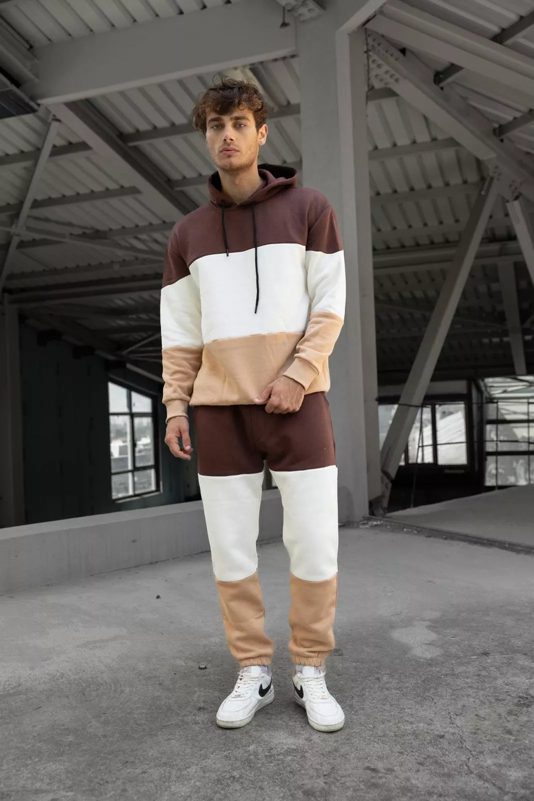 Men's three-color brown tracksuit One