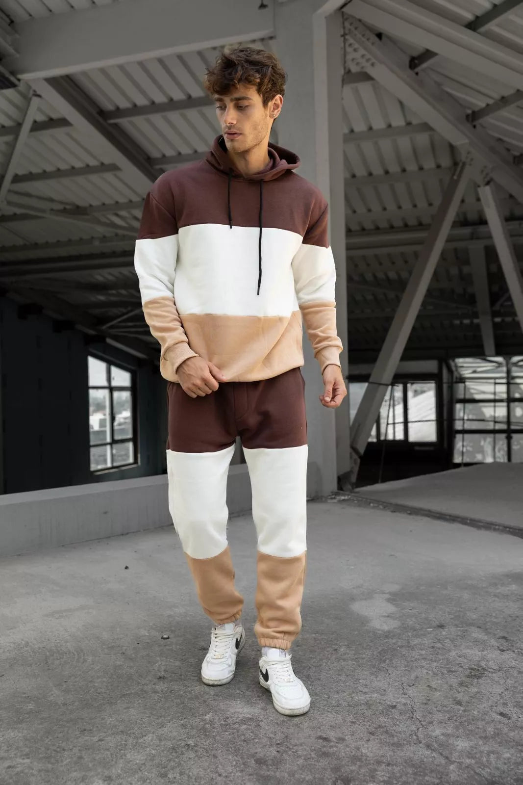 Men's three-color brown tracksuit One