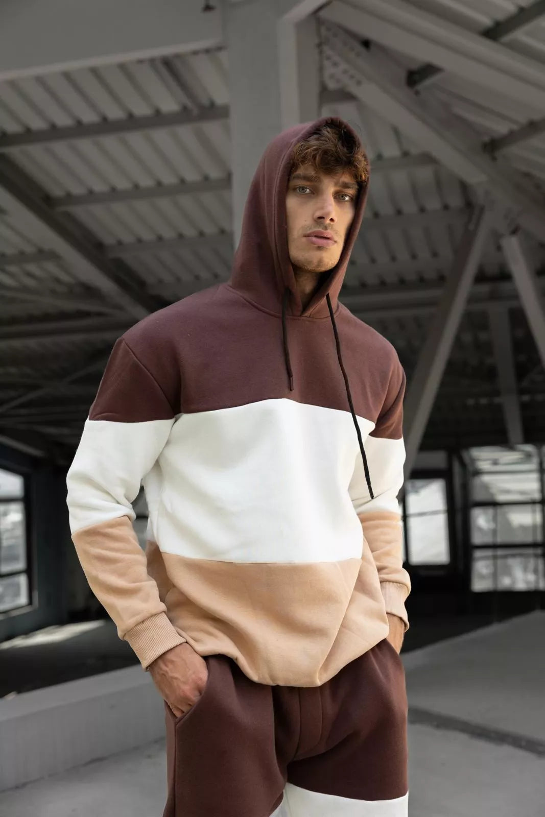 Men's three-color brown tracksuit One