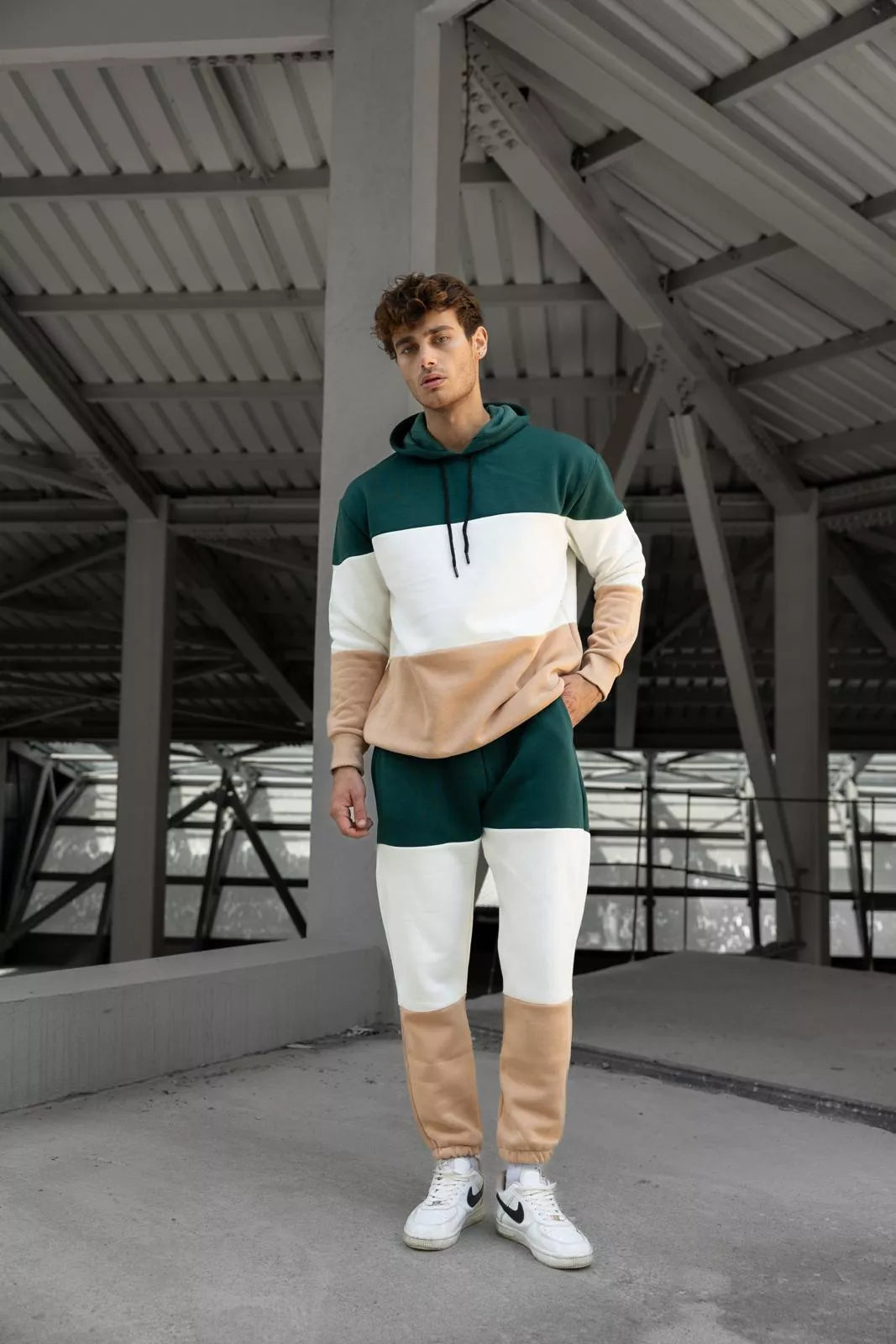 Men's three-color green tracksuit One