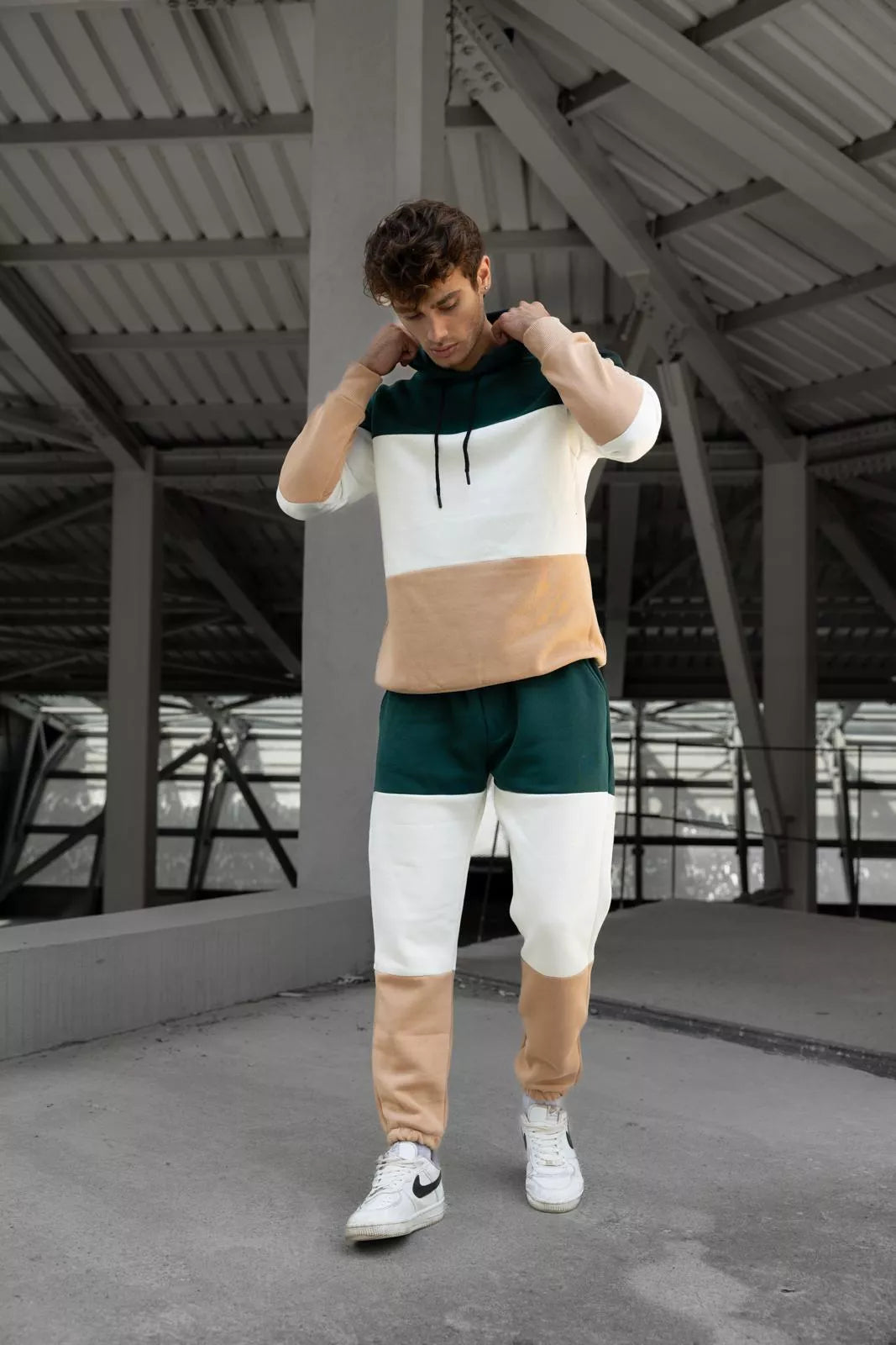 Men's three-color green tracksuit One