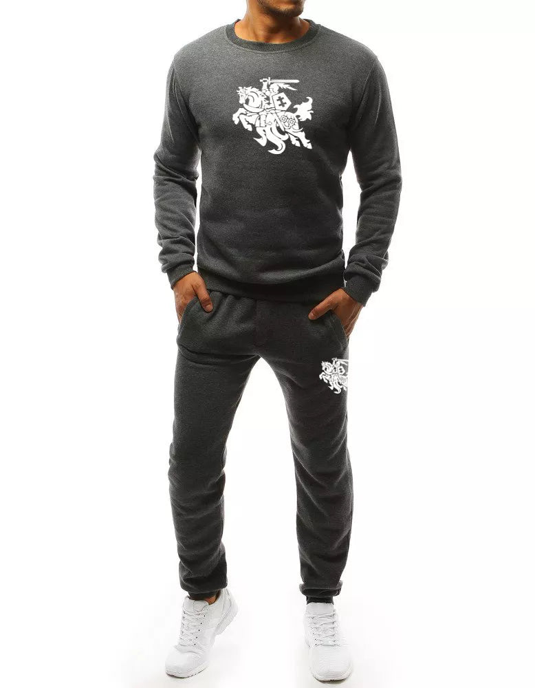 Men's dark gray suit.