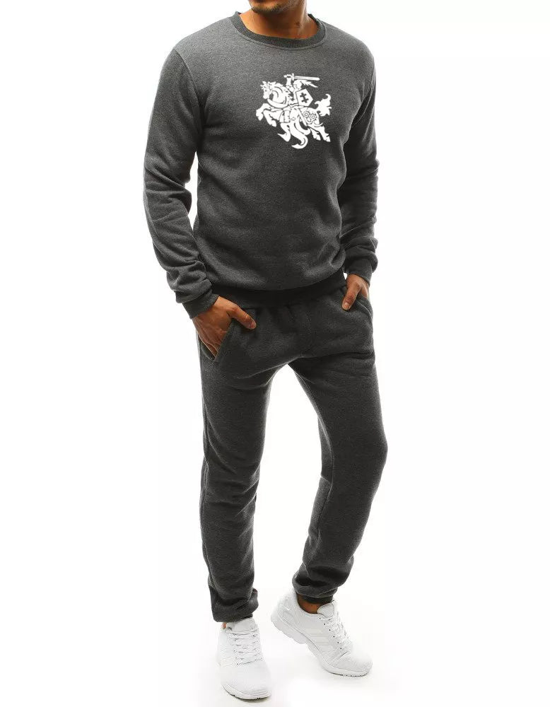 Men's dark gray suit.