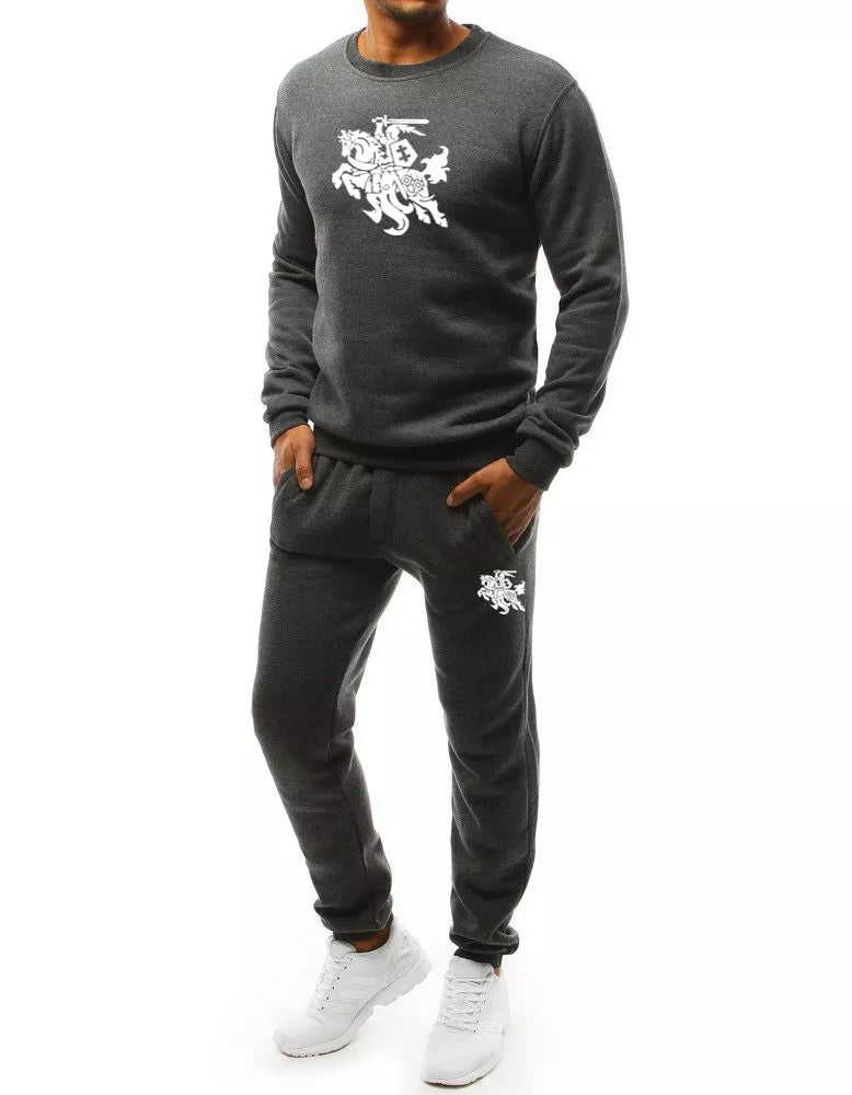 Men's dark gray suit.