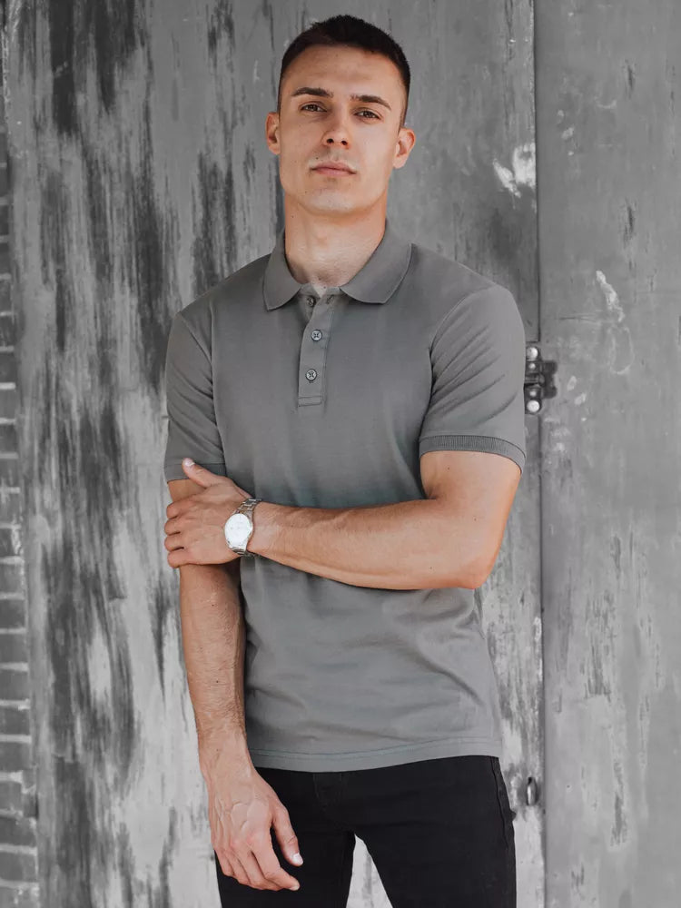 Men's dark gray polo shirt Metrol