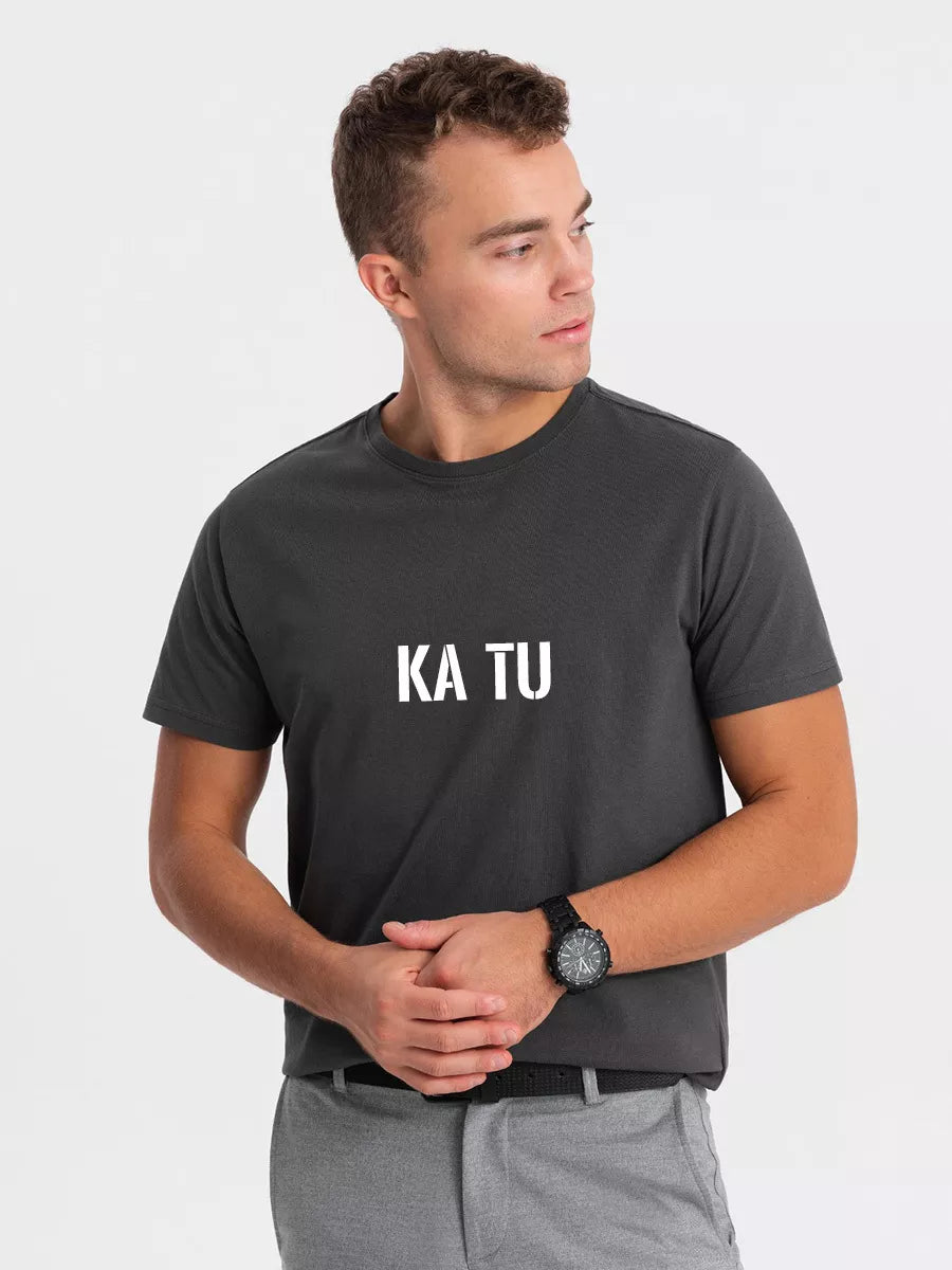 Men's dark gray T-shirt WHAT ARE YOU