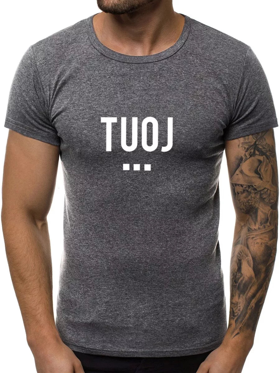 Men's dark gray T-shirt NOW (white)