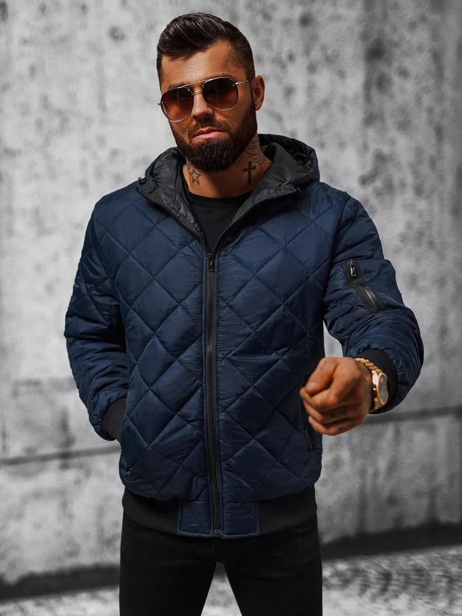 Men's dark blue jacket with hood Ogmina