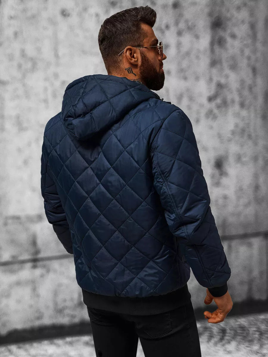 Men's dark blue jacket with hood Ogmina