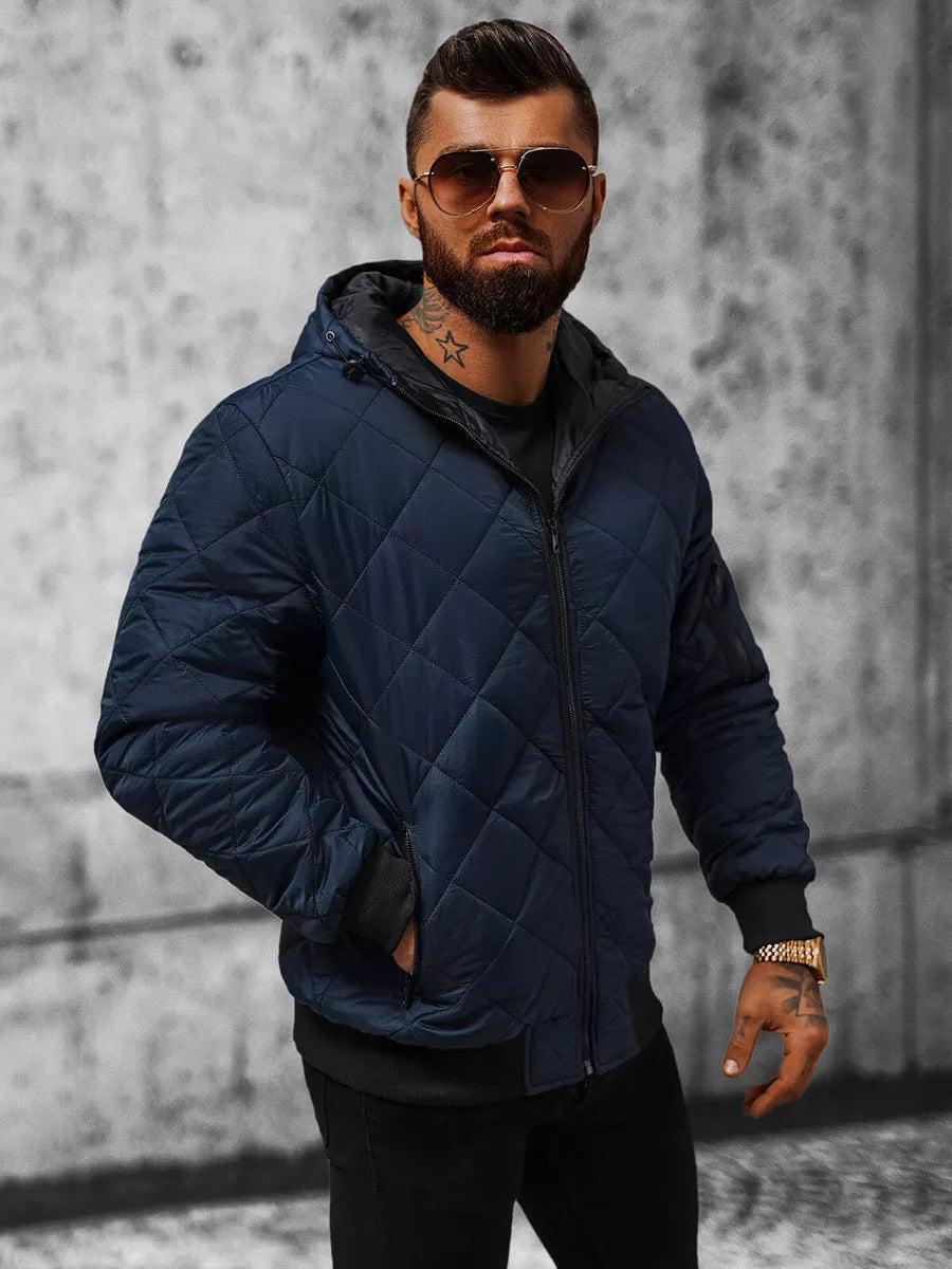 Men's dark blue jacket with hood Ogmina
