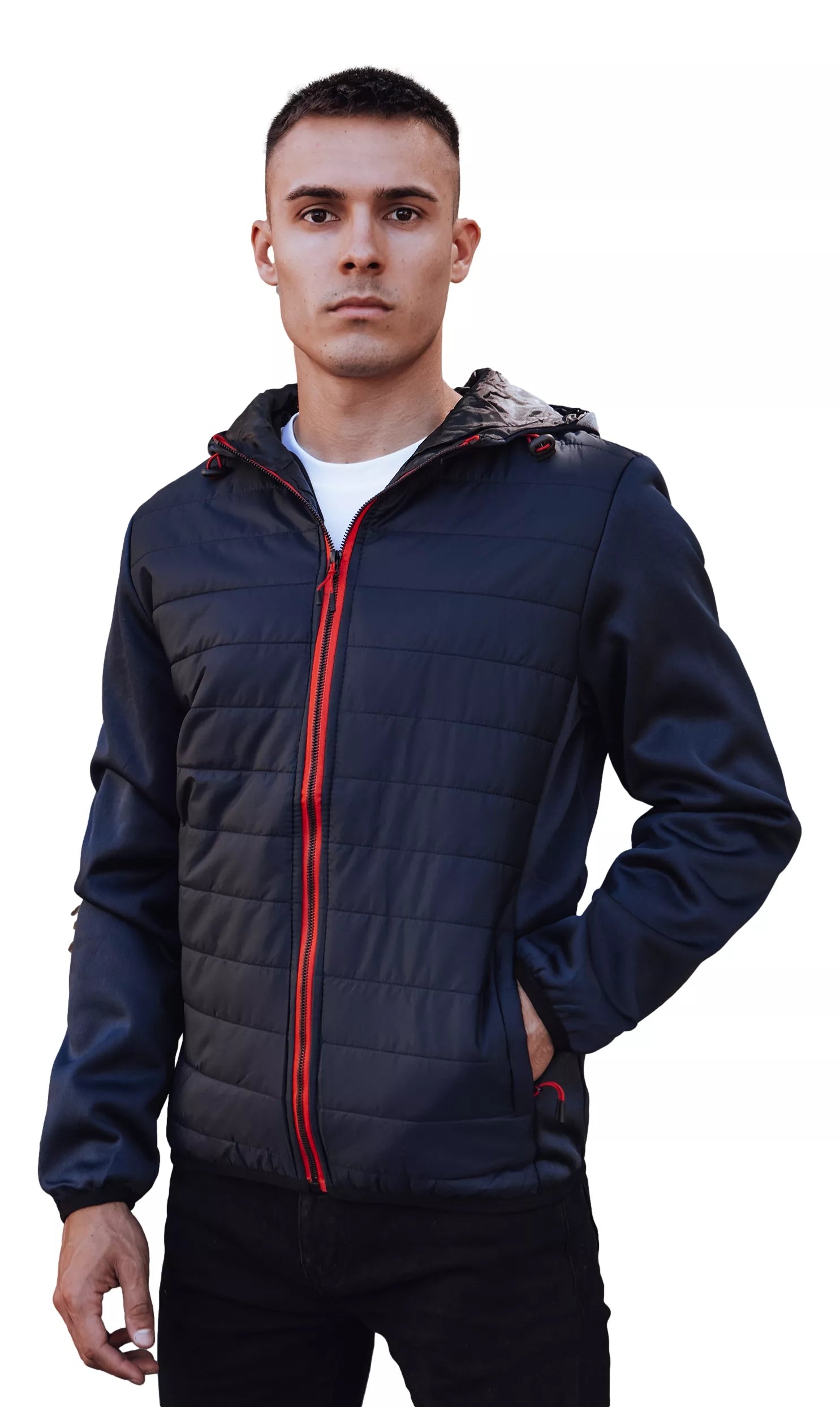 Men's dark blue jacket with red detail Lucas